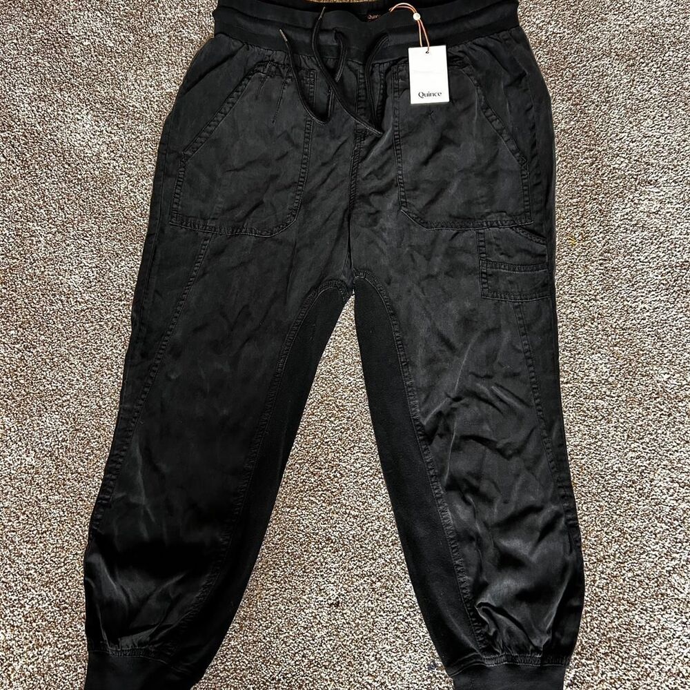 NWT Quince Black Utility Jogger Pants Cargo Minimalist Gorpcore Streetwear L